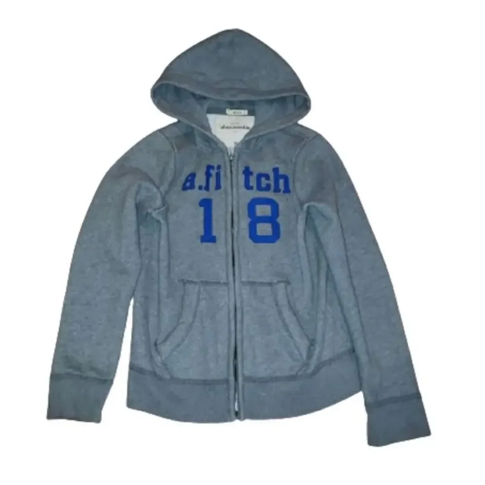 Abercrombie & Fitch Boy's XL Gray & Blue Full Zip Hoodie Jacket
